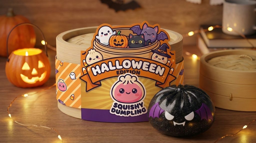 Squishy Dumpling Nietoperz Halloween Glitter w codziennej aranżacji