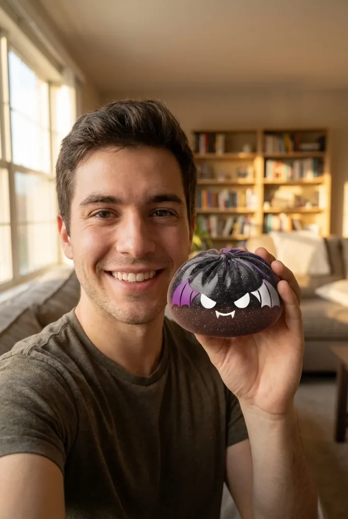 Squishy Dumpling Nietoperz Halloween Glitter na co dzień