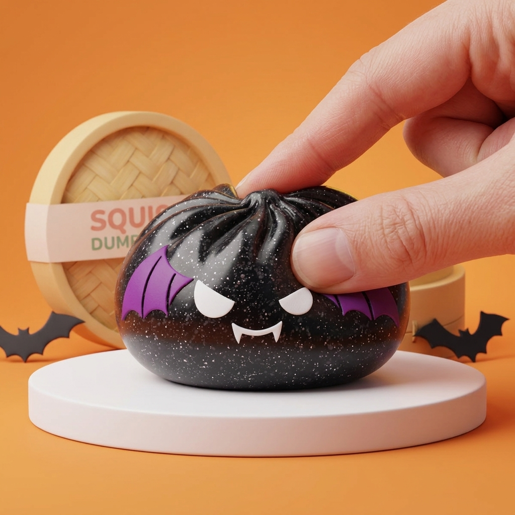 Squishy Dumpling Nietoperz Halloween Glitter ściskany w dłoni