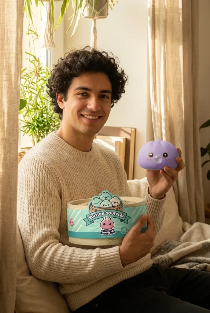 Big Dumpling Squishy Morski Błękit z pudełkiem