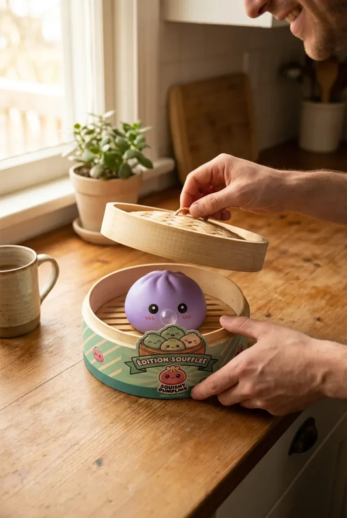 Big Dumpling Squishy Morski Błękit podczas rozpakowywania