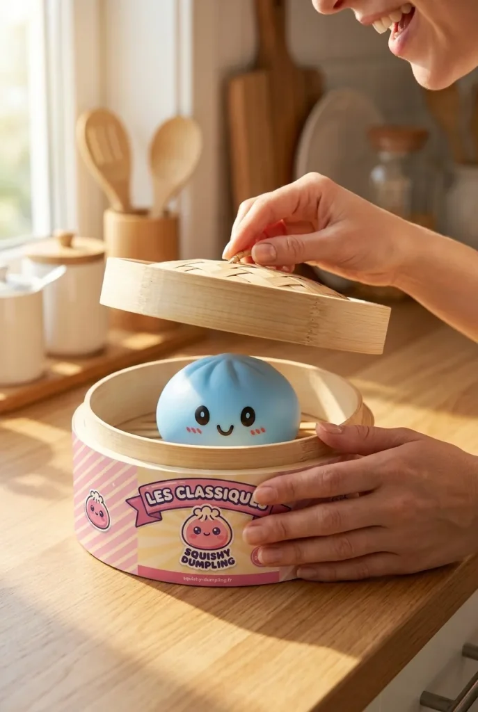 Dumpling Squishy Błękit Oceanu podczas rozpakowywania