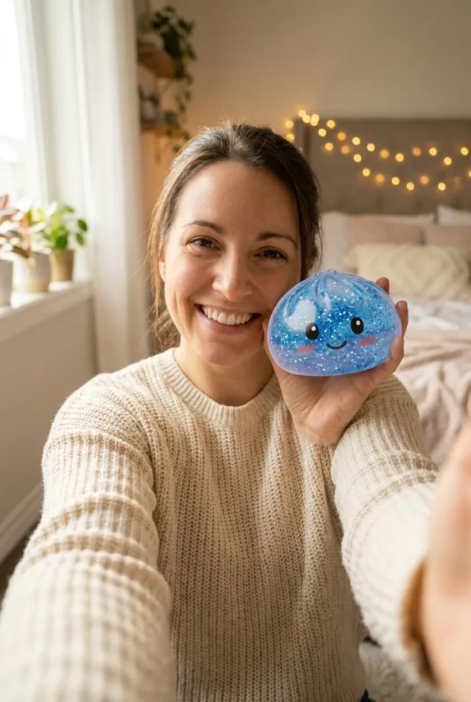 Glitter Dumpling Squishy Kojący Błękit na co dzień