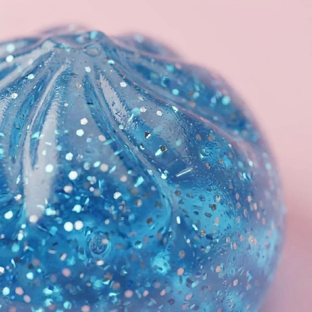 Glitter Dumpling Squishy Kojący Błękit makro tekstury pianki