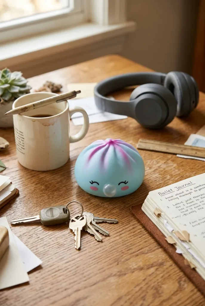 Dumpling Squishy Frost Blue Rare Blow Rzadki Model na biurku