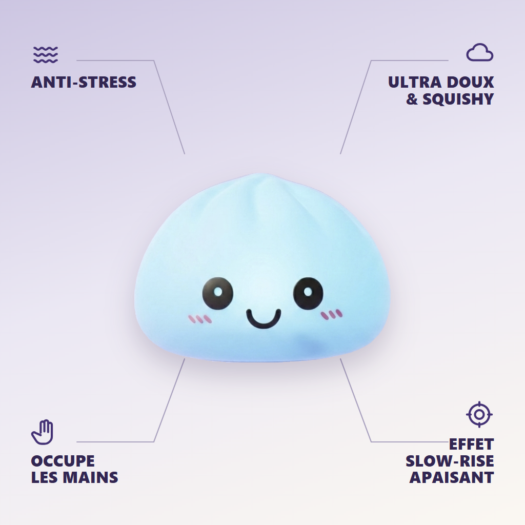 Dumpling Squishy Lampka Nocna Aurora Blue infografika: najważniejsze zalety