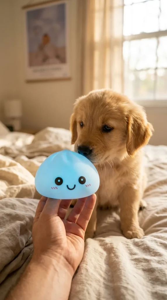 Dumpling Squishy Lampka Nocna Aurora Blue z pluszakiem