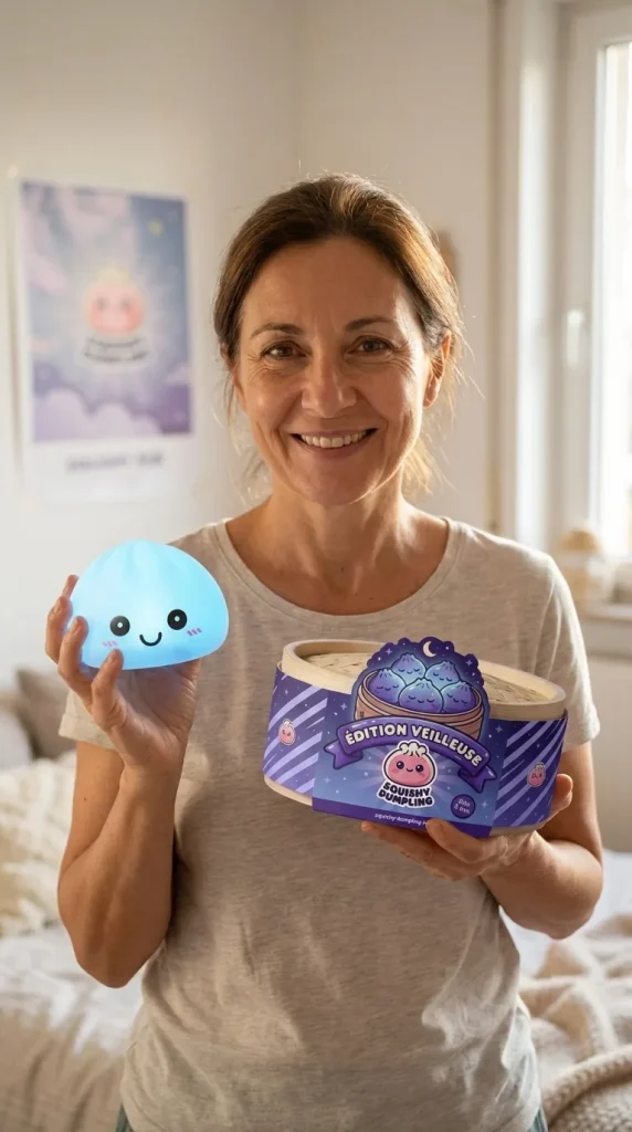 Dumpling Squishy Lampka Nocna Aurora Blue z pudełkiem