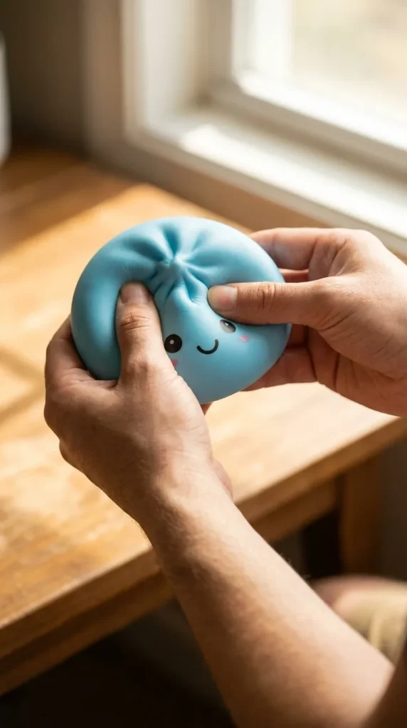 Dumpling Squishy Lampka Nocna Aurora Blue podczas ściskania