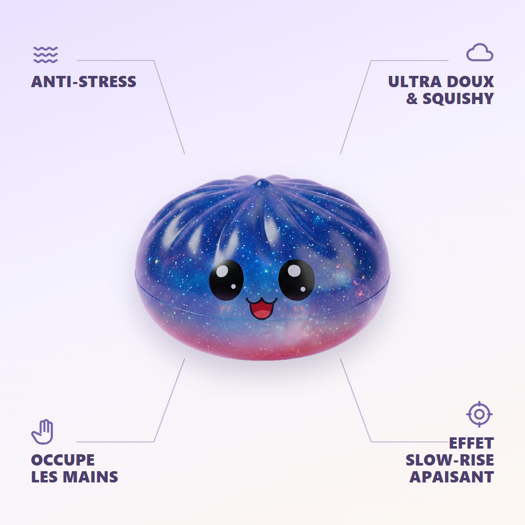 Mystery Dumpling Squishy Niespodzianka infografika: najważniejsze zalety