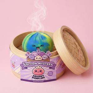 Rainbow Dumpling Squishy Kolorowa Niespodzianka w bambusowym koszyku