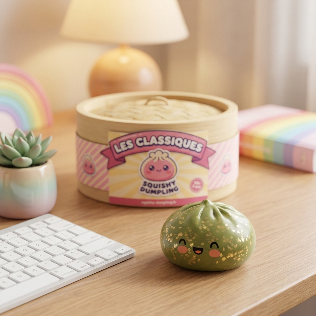 Dumpling Squishy Glitter Zielony Szmaragd w codziennej aranżacji