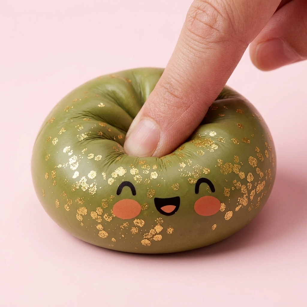 Dumpling Squishy Glitter Zielony Szmaragd ściskany w dłoni