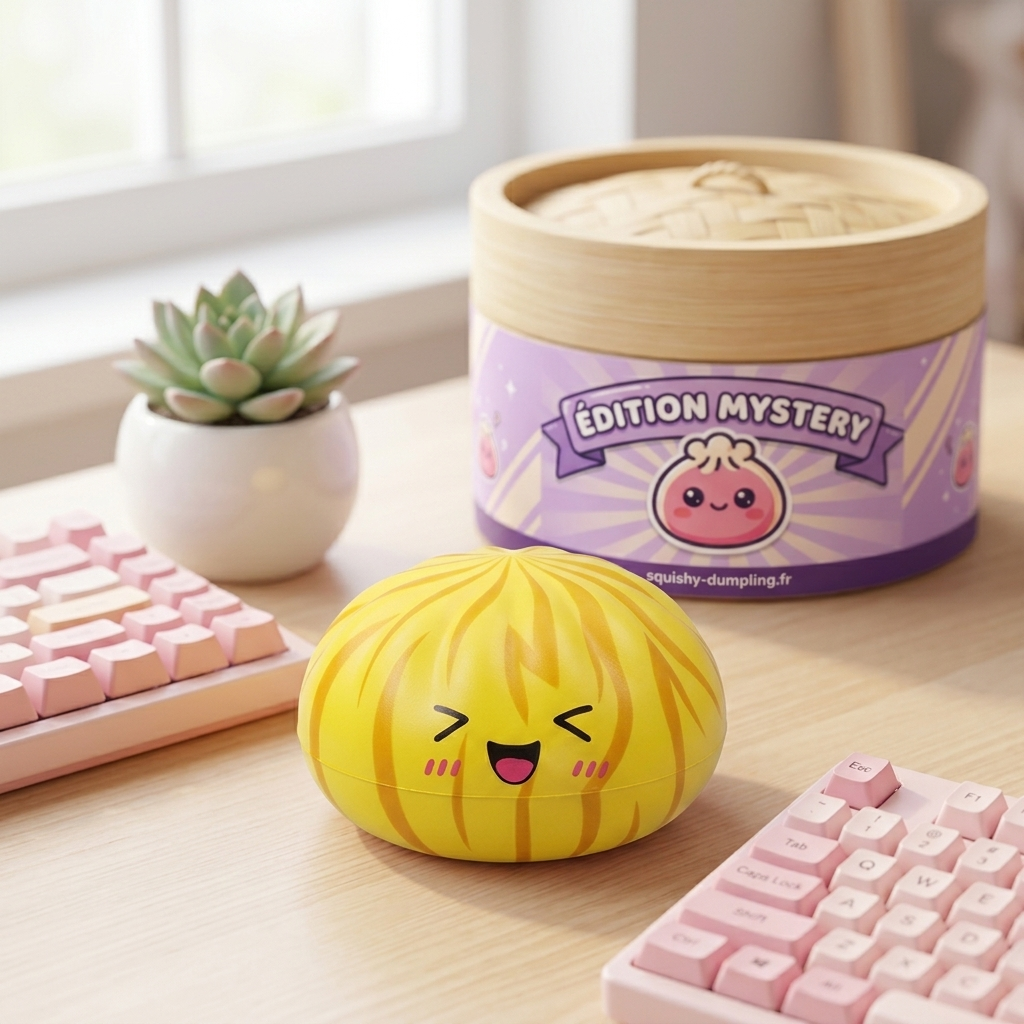 Dumpling Squishy Bun Mystery z Koszykiem Bambusowym w codziennej aranżacji