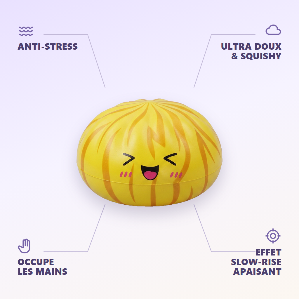 Dumpling Squishy Bun Mystery z Koszykiem Bambusowym infografika: najważniejsze zalety