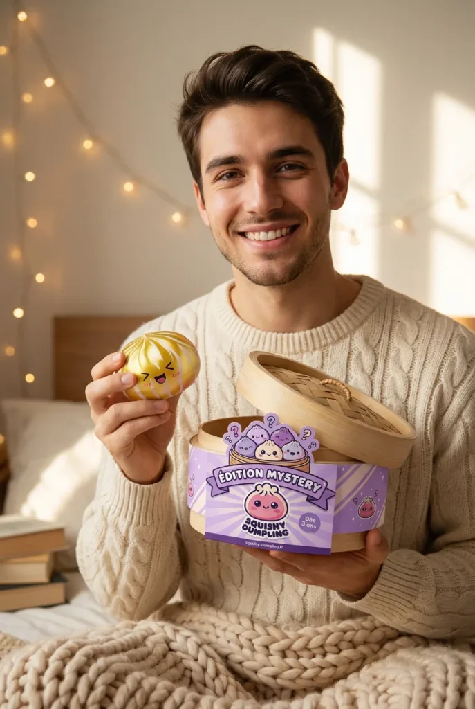 Dumpling Squishy Bun Mystery z Koszykiem Bambusowym z pudełkiem