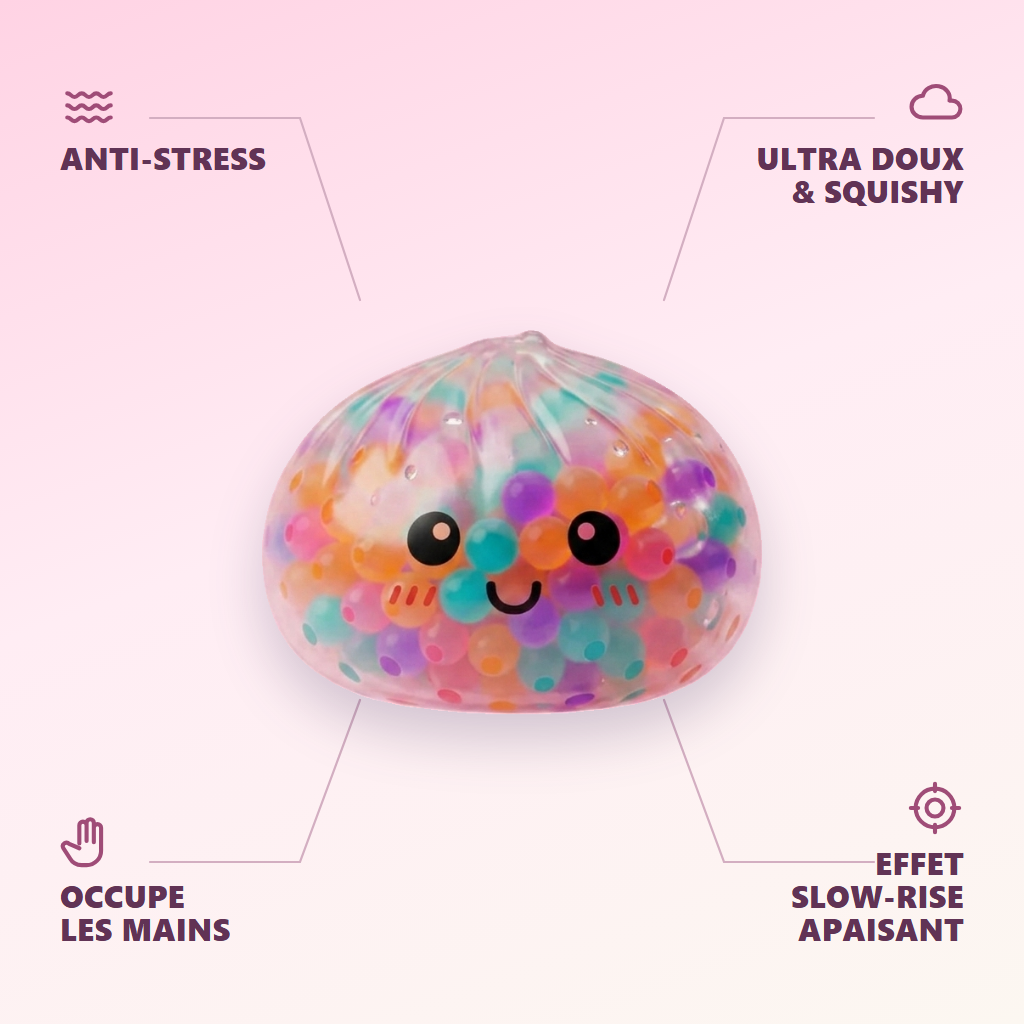 Squishy Dumpling Wielokolorowe Bąbelki infografika: najważniejsze zalety