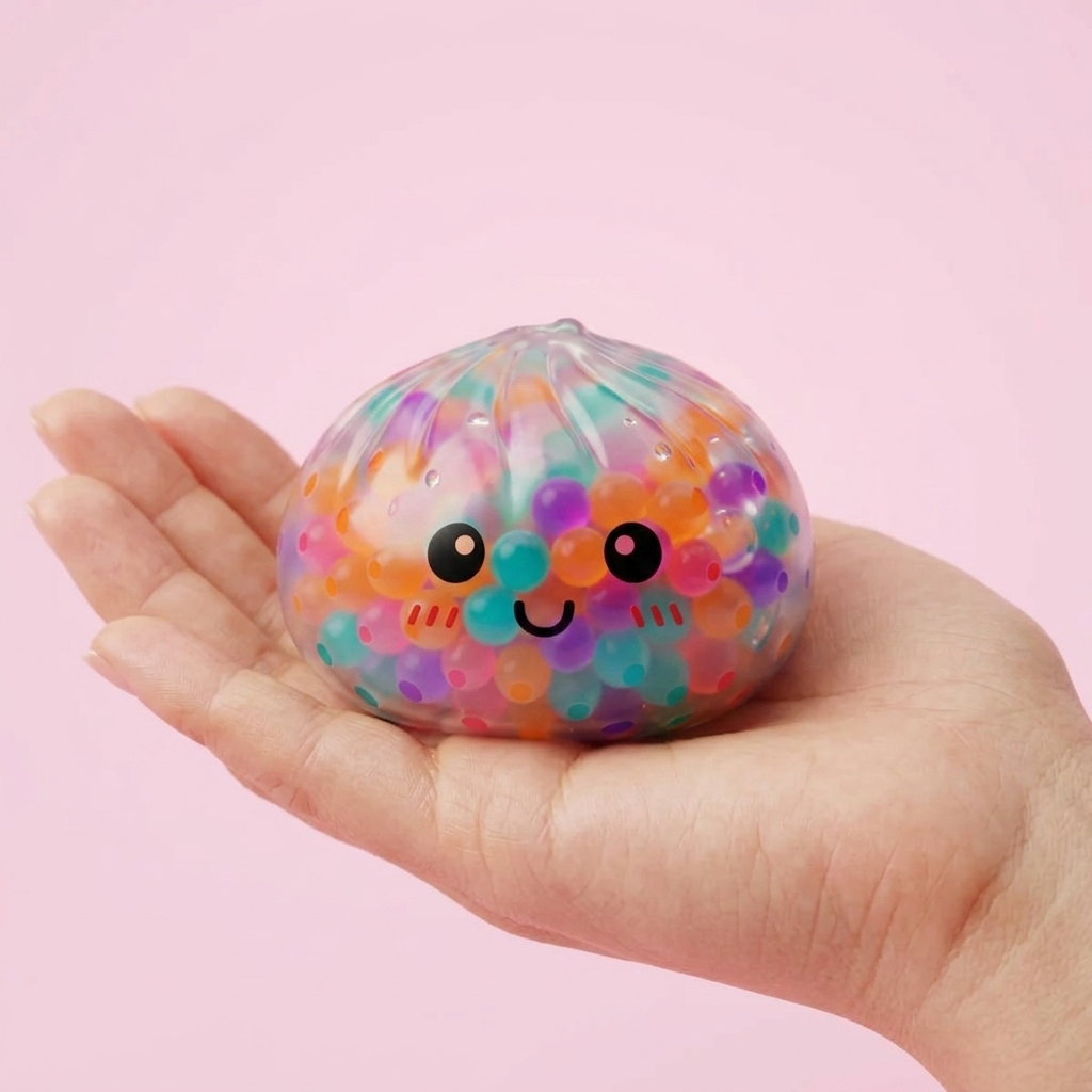 Squishy Dumpling Wielokolorowe Bąbelki w dłoni — porównanie rozmiaru