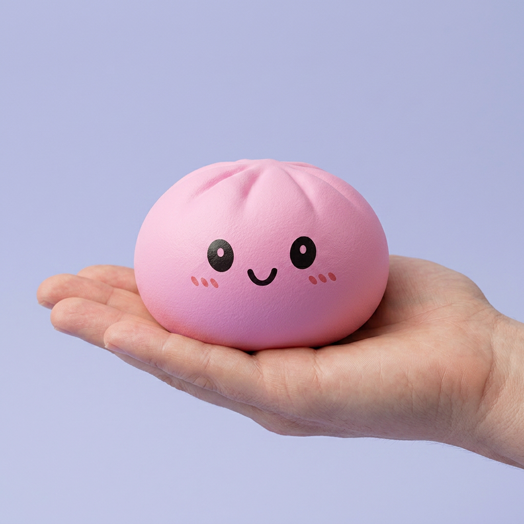 Squishy Dumpling Mystery Box Niespodzianka w dłoni — porównanie rozmiaru