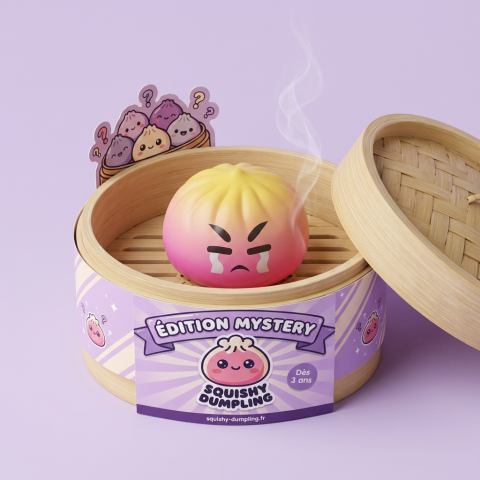 Dumpling Squishy Mystery Bun Niespodzianka w bambusowym koszyku