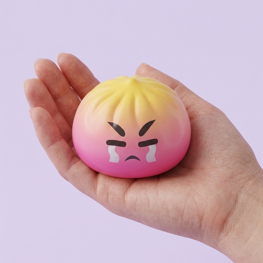 Dumpling Squishy Mystery Bun Niespodzianka w dłoni — porównanie rozmiaru