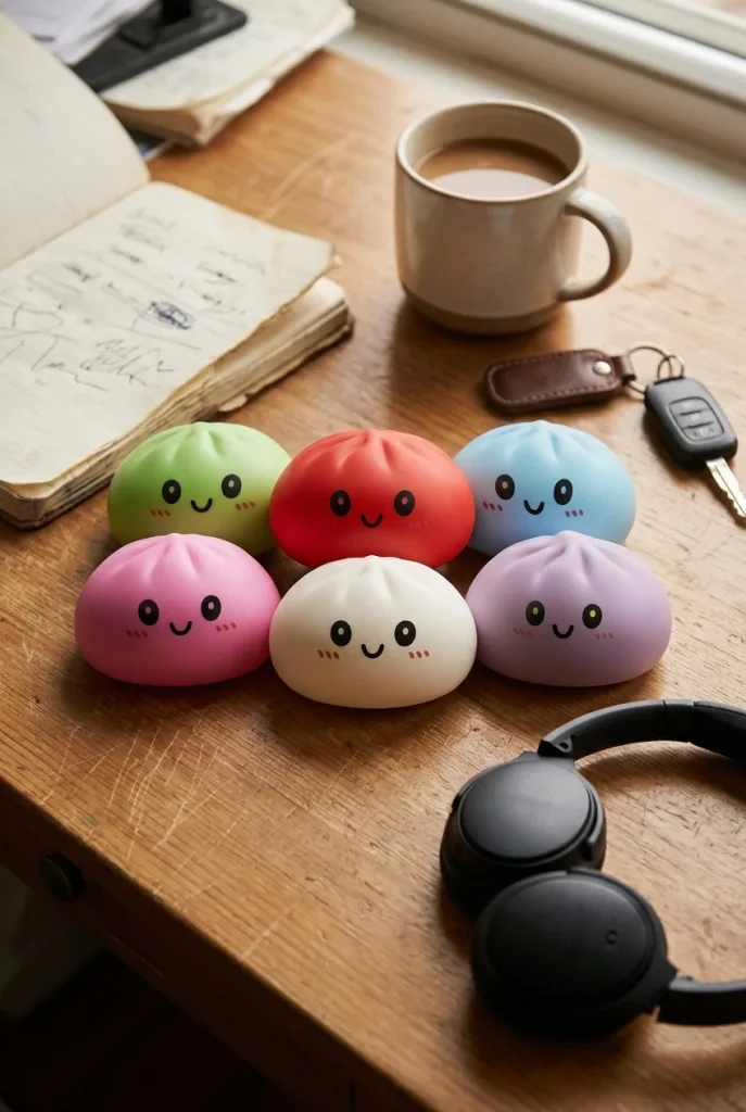 Dumpling Squishy Collection Zestaw 6 Sztuk na biurku