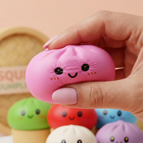 Dumpling Squishy Collection Zestaw 6 Sztuk efekt slow-rise w akcji