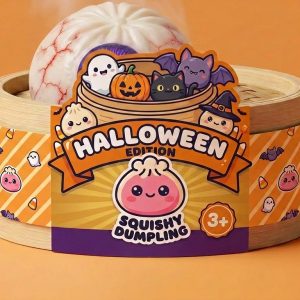 Dumpling Squishy Oko Halloween Przerażające w bambusowym koszyku