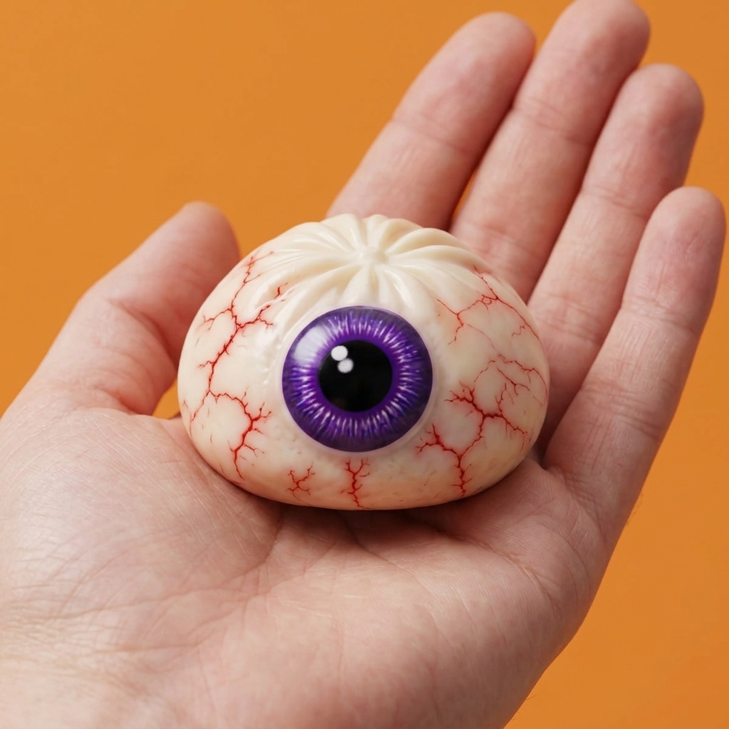Dumpling Squishy Oko Halloween Przerażające w dłoni — porównanie rozmiaru