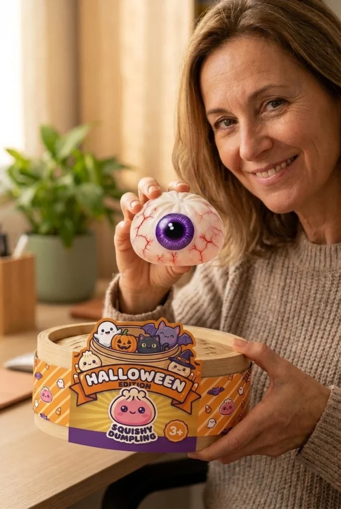 Dumpling Squishy Oko Halloween Przerażające z pudełkiem