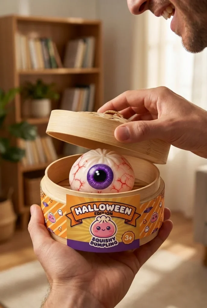Dumpling Squishy Oko Halloween Przerażające podczas rozpakowywania