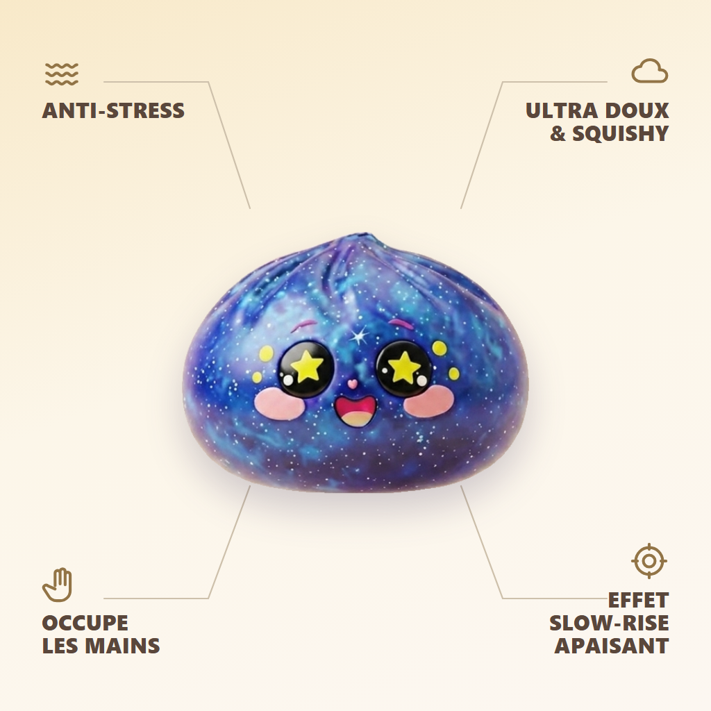 Galaxy Dumpling Squishy Kosmos infografika: najważniejsze zalety