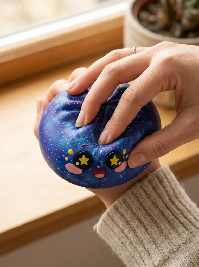 Galaxy Dumpling Squishy Kosmos podczas ściskania