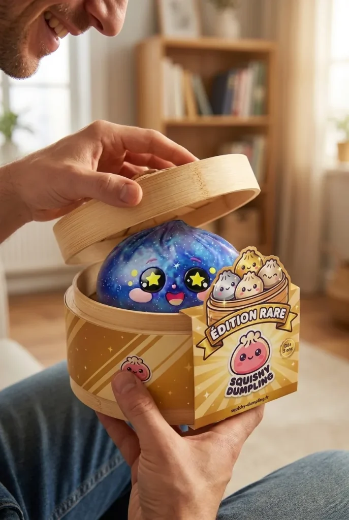 Galaxy Dumpling Squishy Kosmos podczas rozpakowywania