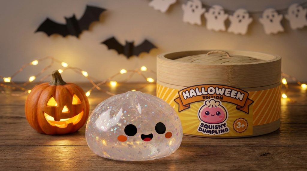 Squishy Dumpling Duszek Halloween Glitter w codziennej aranżacji