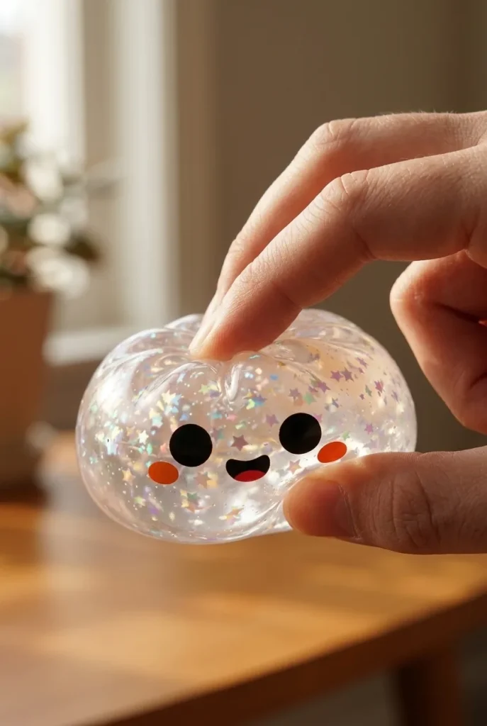 Squishy Dumpling Duszek Halloween Glitter podczas ściskania