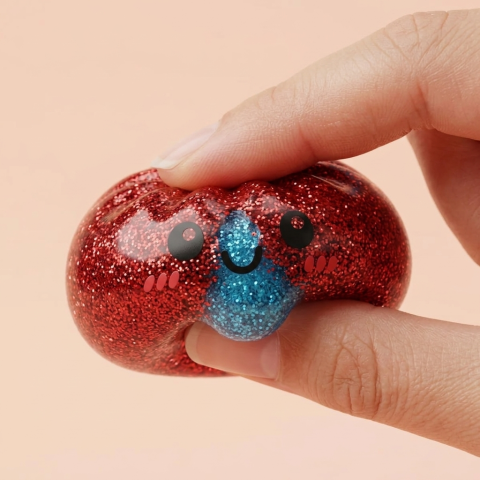 Glitter Dumpling Squishy Set Brokatowy 6 szt. efekt slow-rise w akcji