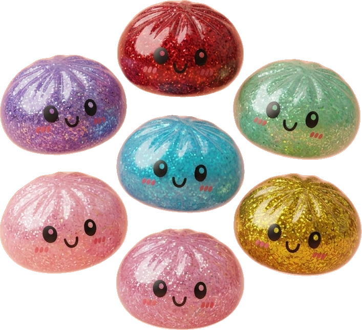 Glitter Dumpling Squishy Set Brokatowy 6 szt. ściskany w dłoni