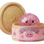 Glitter & Paillettes — squishy dumpling dans sa boîte panier vapeur bambou