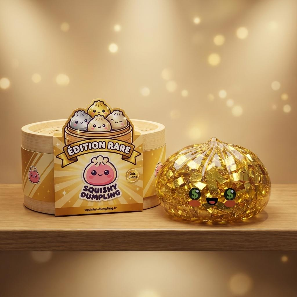 Gold Dumpling Squishy Złota Edycja Rzadka w codziennej aranżacji