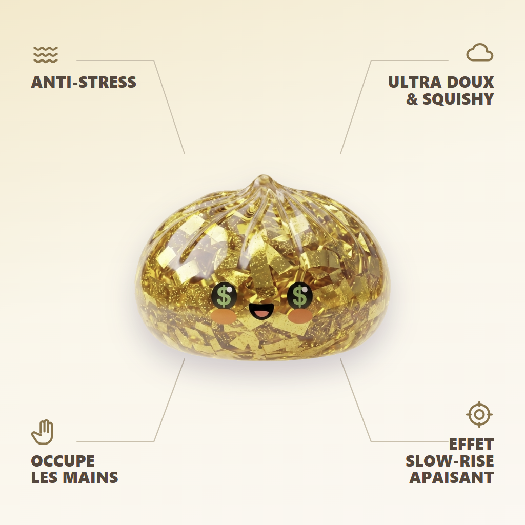 Gold Dumpling Squishy Złota Edycja Rzadka infografika: najważniejsze zalety