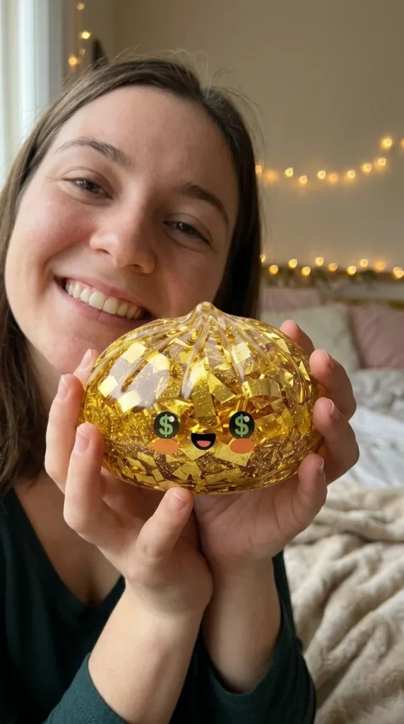 Gold Dumpling Squishy Złota Edycja Rzadka na co dzień