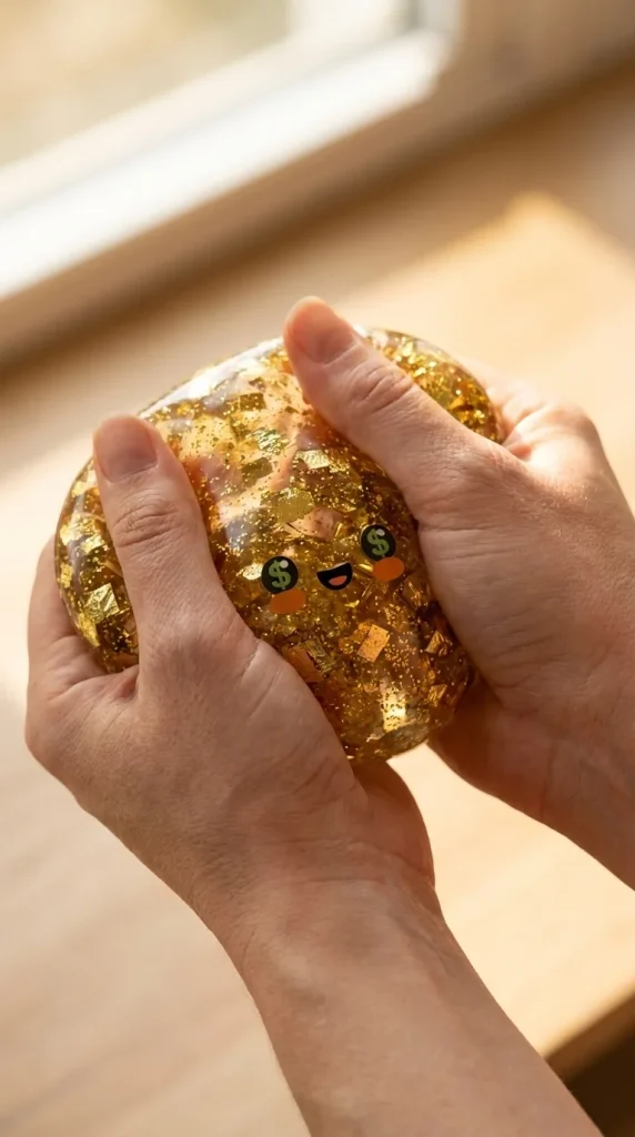 Gold Dumpling Squishy Złota Edycja Rzadka podczas ściskania