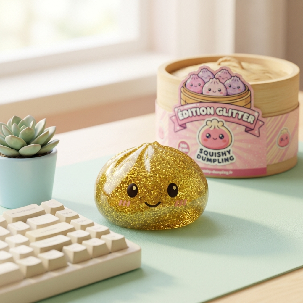 Glitter Dumpling Squishy Złoty Luksus w codziennej aranżacji