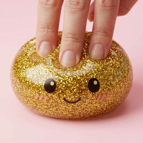 Glitter Dumpling Squishy Złoty Luksus efekt slow-rise w akcji