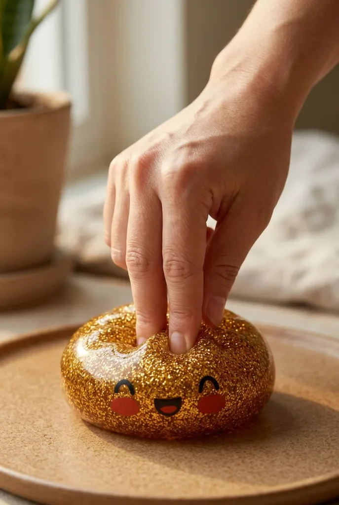 Dumpling Squishy Glitter Gold – Złoty Skarb podczas ściskania