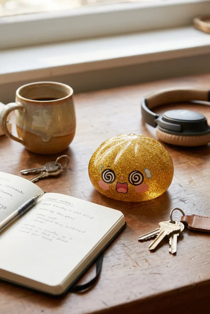Gold Dumpling Squishy Złota Moneta Szczęścia na biurku