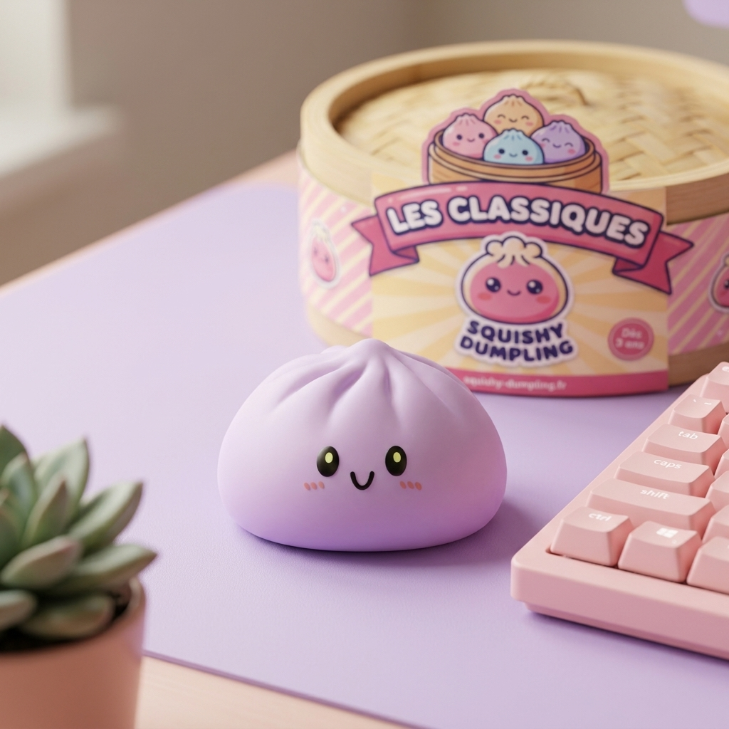 Dumpling Squishy Magenta Szary w codziennej aranżacji