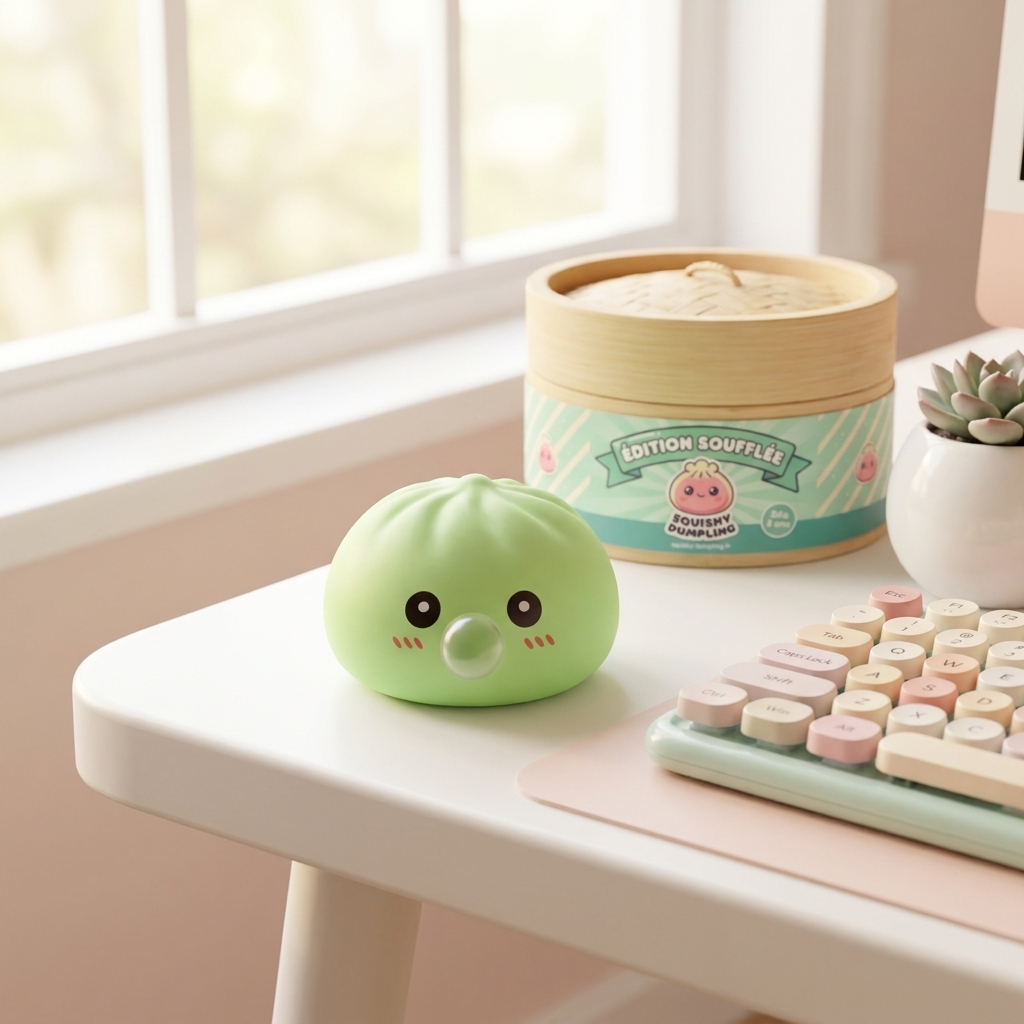 Dumpling Squishy Zielony Świeży XXL w codziennej aranżacji