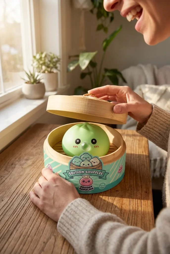 Dumpling Squishy Zielony Świeży XXL podczas rozpakowywania